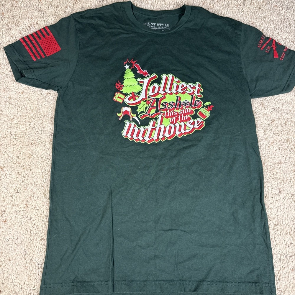 Grunt Style Jolliest A$$hole This Side of the Nuthouse Christmas T Shirt Mens M